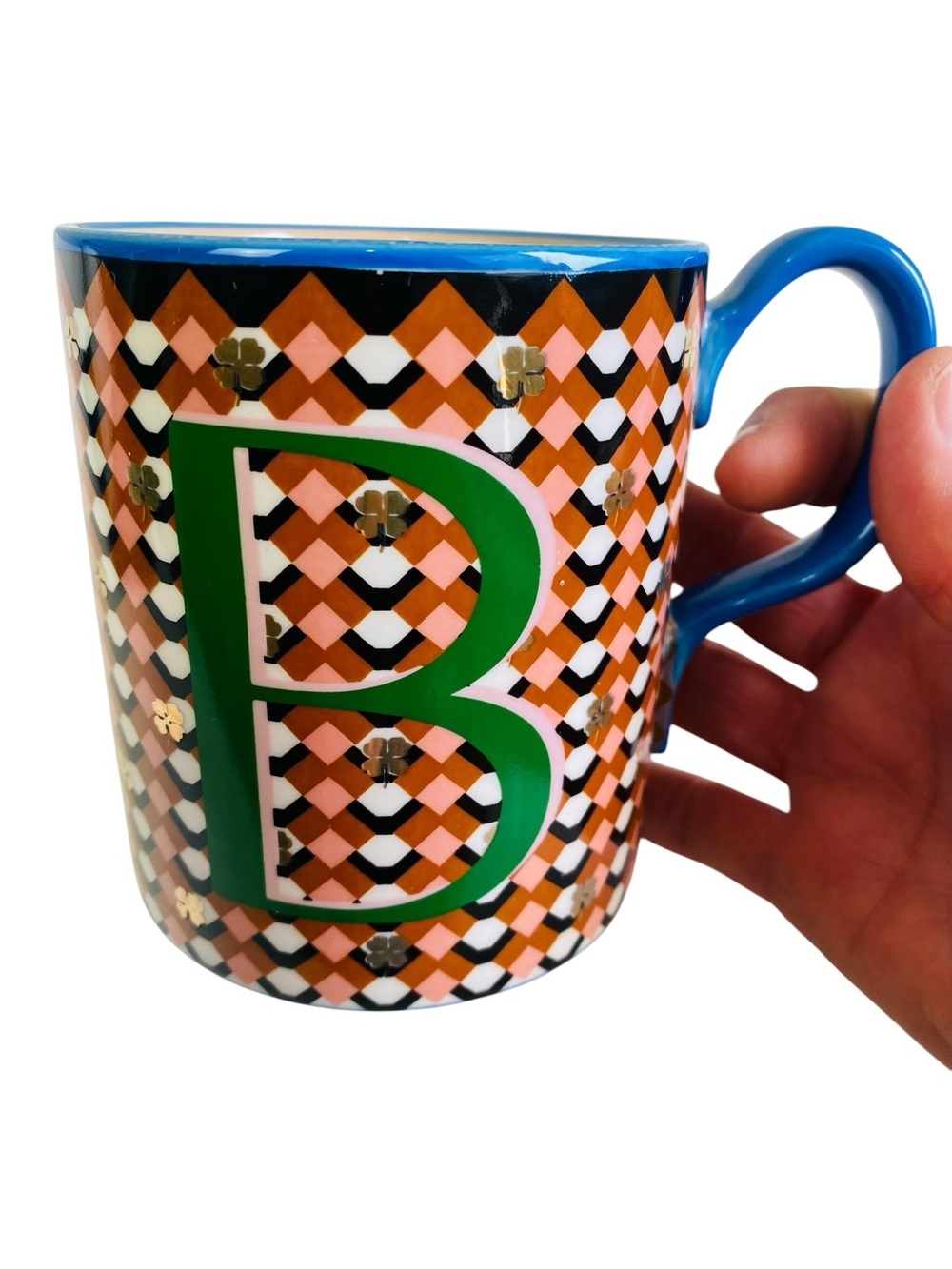 Anthropologie Parker Bistro Tile Monogram B Mug 16oz